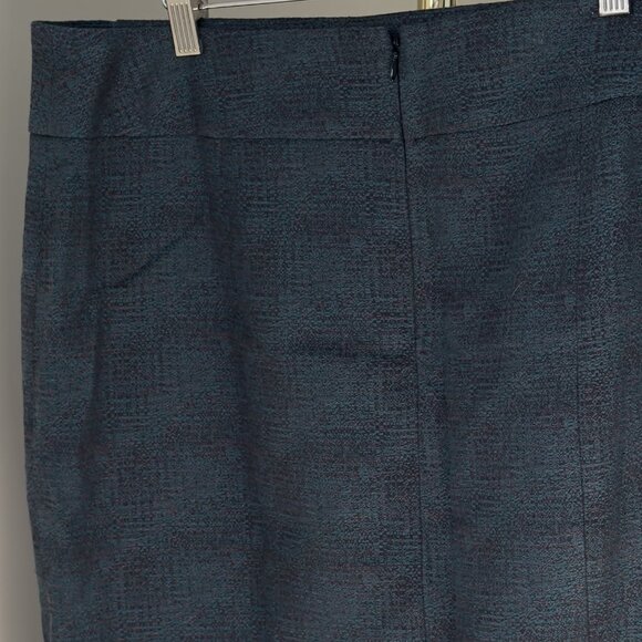NBW Vintage Ann Taylor 100% Cotton Blue & Grey Tweed Pencil Skirt| US 14 - Picture 7 of 11